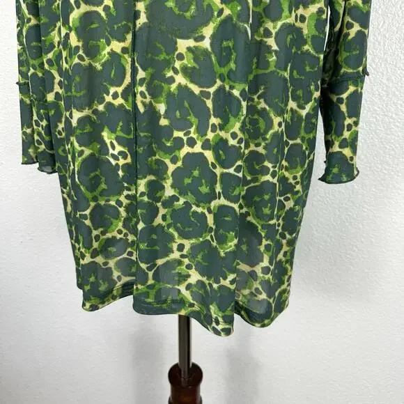 LOGO Layers Lori Goldstein Top Women XL Jade Green Sheer Mesh Tunic Layer Artsy - Picture 10 of 13